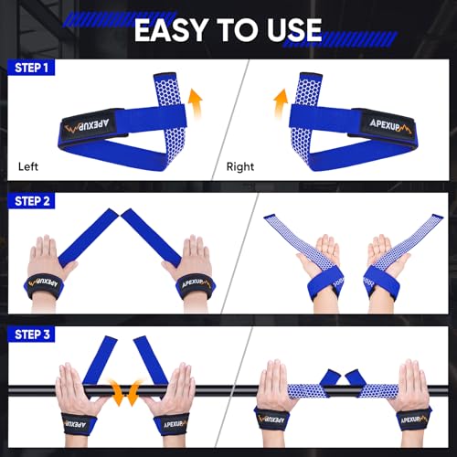 Weight Lifting Straps for Weightlifting, Lifting Wrist Straps Gym, Deadlift Strap, Anti Slip Silicone Weightlifting Strap Men Women Powerlifting, Strength Training - color: Blue, size: 1 Pair