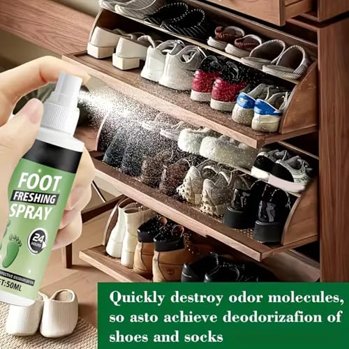 Shoe Deodorizer Spray 60ml Long-Lasting Powerful Elimination | Foot Odor Spray for Leather Boots Footwear Tennis Hockey Closet Home Sneaker