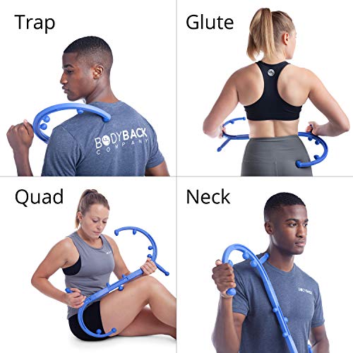 Body Back Buddy Elite FSA Eligible Trigger Point Massage Tool, Neck and Back Massager Handheld, Manual Self Massager, Massage Cane, Muscle Knot Remover with Instructions, 2-Pack Bundle (Blue) - color: Blue, size: Elite Bundle