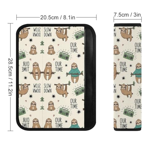 2 Pack Universal Soft and Comfortable Seat Belt Cover for Kids, Car Seats Pushchair Strollers High Chair Pushchair, Cute Sloth Seat Belt Cushion - color: Pattern 385