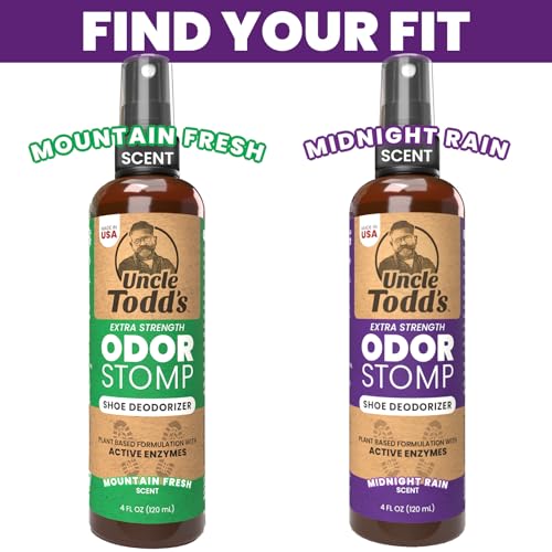 Uncle Todd's Shoe Deodorizer Spray - Proven & Powerful Enzyme Formula Spray for Shoe Odor Elimination in All Footwear (Midnight Rain) - size: 4 Fl Oz (Pack of 1)