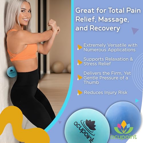 Acupoint Massage Therapy Ball Set of 2 - Myofascial Release, Trigger Point & Deep Tissue - Lacrosse Ball for Back, Neck, Foot and Plantar Fasciitis Relief - style: Blue