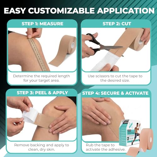 Kinesiology Tape Bulk Roll 114ft - Athletic Sports Tape, Beige | Elastic Waterproof, Athletic Support & Joint Protection, Uncut for Wrist, Knee, Shoulder, Foot, Skin-Friendly - color: Skin Beige
