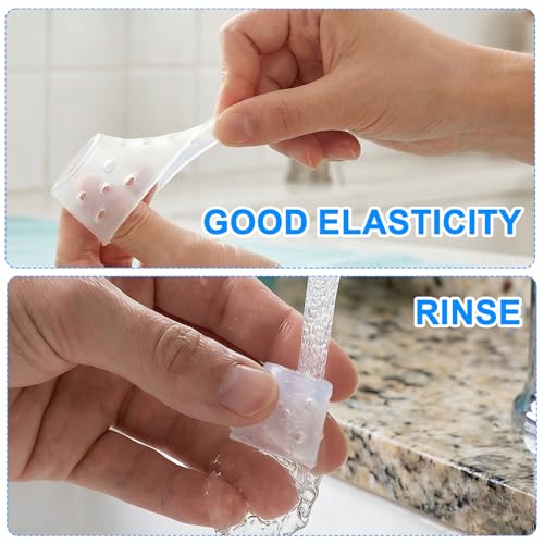PAGOW 20pcs Finger Covers for Skin Picking, Stop Nail Biting Finger Guard | Reusable Breathable Silicone Anti Skin Picking Finger Gloves for Nail Biting Prevention, Cuticle Protection, Cracked - Clear - size: style1,clear,20pcs