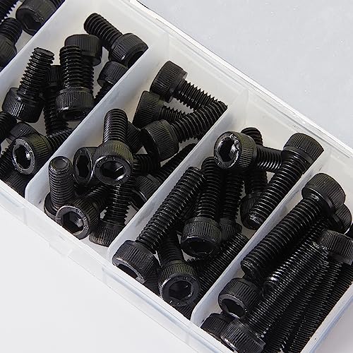 M6 x 8mm 12mm 16mm 20mm 25mm Hex Socket Head Cap Screws Bolts, 12.9 Grade Alloy Steel, Black Oxide Finish, Metric Allen Drive, Fully Threaded, Assortment Kit 50Pcs - size: Socket M6x8-25 mm