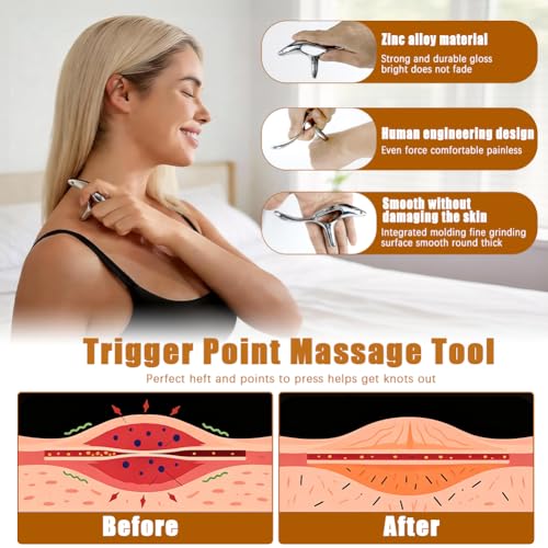 zxbaers 2PCS Trigger Point Massage Tool, Body Scraper Massage Tool, Stainless Steel Body Gua Sha Tool for Deep Tissue Pain Relief & Fascia Release