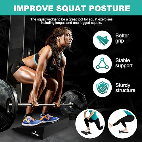 EVERYMATE Slant Board Calf Stretcher, Non-Slip Heel Elevated Squat Wedge Block for Weightlifting and Calf Stretching, Knees Over Toes Equipment 1000LB - color: Slant Board-15 degrees