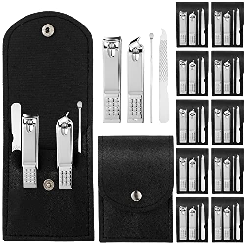 Geosar 12 Sets Manicure Gifts Bulk Nail Clippers Pedicure Kit Stainless Steel Professional Pedicure Grooming Kits Nail Care Tools with Travel Case for Women Men Hand Foot Birthday(Black) - color: Black