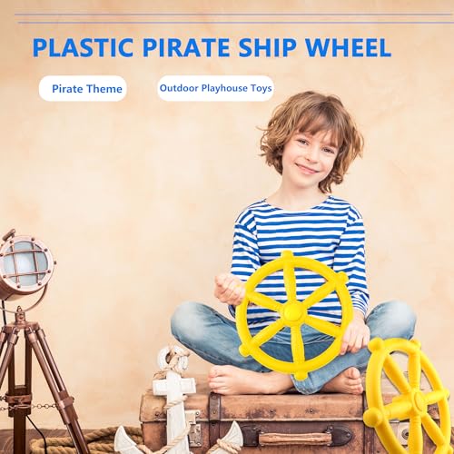 Playground Steering Wheel Plastic Pirate Ship Wheel Playground Swingset Steering Wheel Playset Accessories for Kids Outdoor Backyard Playhouse Treehouse (1, Yellow) - color: Yellow
