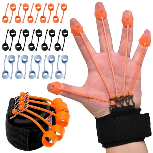 Finger Stretcher, Hand Strengthener, Adjustable Grip Exerciser With 30 Silicone Bands 40/60/75 Lbs For Exercise, Climbing, Injury Rehabilitation