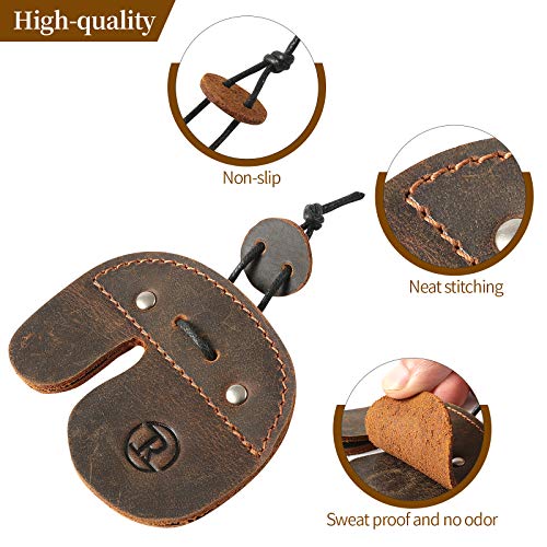 Leather Archery Finger Tabs,Handmade Archery Finger Guard for Shooting Practice Gear, Recurve Bow Fingers Tab - color: Bourbon Brown