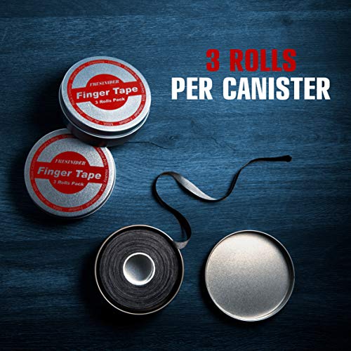 Finger Tape - Strong Athletic Tape | 0.3” x 45 Feet (9 Pack) Tin Set | No Sticky Residue | for Rock Climbing, BJJ Jiu Jitsu, Grappling, Judo, MMA, Rock Climbing and Martial Arts (Black) - color: Black