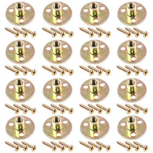 Glarks 64Pcs M8(5/16'') Brad Hole Tee Nut with Mounting Screws Set Zinc Plated Carbon Steel 3-Hole T-Nuts Furniture Hardware Flange Insert Female Thread for Wood Furniture - size: 5/16''(M8) - 64Pcs