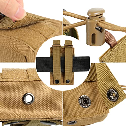 FRTKK Tactical Radio Holder Radio Holster Molle Radio Pouch Universal Radio Case Military Heavy Duty Radio Bag for Police Firefighter Two Ways Walkie Talkies Vest (Tan) - color: Tan