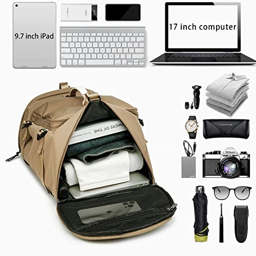 Gym Duffle Bag Waterproof black Laptop Backpack Suitable for Hiking, Fishing, Travel 40L Large Capacity Trendy Cool Lightweight Backpack for Men and Women - color: Khaki