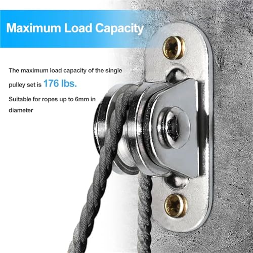 U Groove Stainless Steel Wall Pulley 4Pcs Heavy Duty Fixed Pulley Loading 176 Lb Pulley Block Kit Wall-Mounted Pulley for Cord Material Handling Moving/DIY Mount