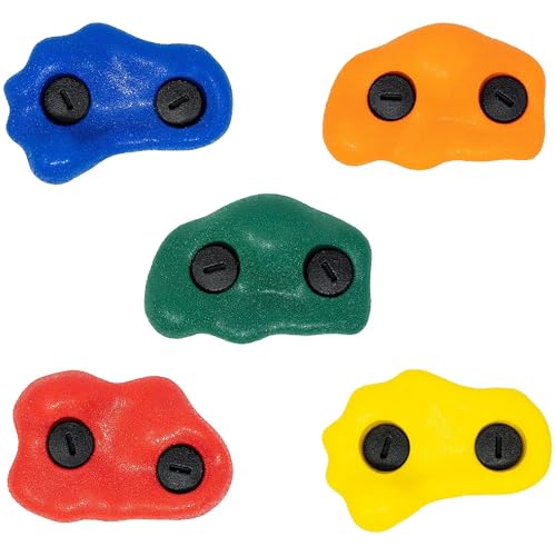 Squirrel Products Rock Climbing Holds for Kids, Deluxe Extra Large Climbing Rocks with Mounting Hardware - DIY Rock Wall Indoor & Outdoor Playground Accessories Wall Climbing Kit - Ages 3+ - style: 20 Pack with Patented Safety Plugs