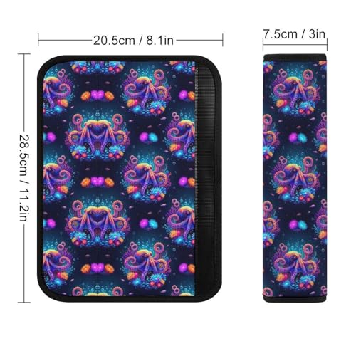 2PCS Octopus Collage Ocean Marine Life Seat Belt Cover Breathable Automotive Seat Belt Protector for Adult Use, Most Cars, Pressure Relief - color: Pattern 1220