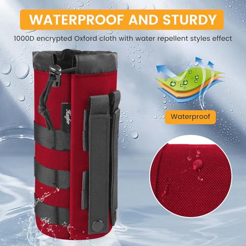 Molle Water Bottle Holder, Upgraded 1000D Nylon Tactical Molle Water Bottle Pouch, Sports Water Bottle Bag Bottom Mesh Lining Hydration Carrier for Camping, Climbing, Hiking and Travelling - color: Gray-Camo