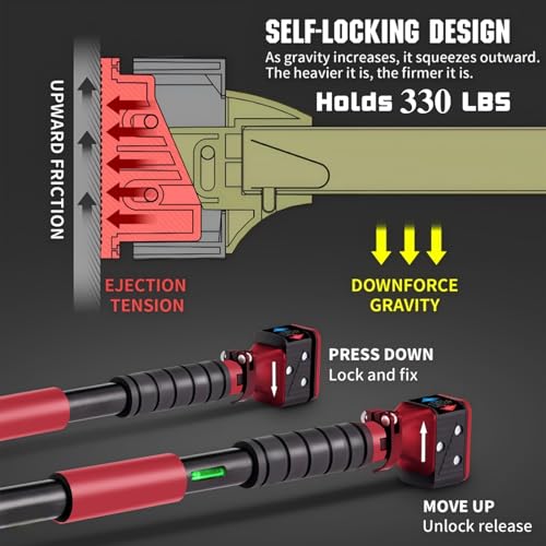 Pull Up Bar for Doorway, Adjustable Chin Up Bar with Smart Lock Mechanism, No Screws Strength Training Equipment for Home Gym Upper Body Workout, Fits Most Door Frames 28.5"- 37"