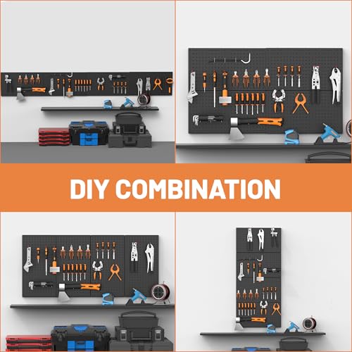 Ultrawall 4 Pack Metal Peg Board Panels with Hooks, Pegboard Wall Tool Organizer for Garage, 84pcs Peg Board with Accessories, 24"X12" - size: 4pack 24"X12"