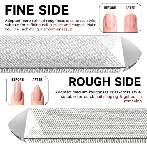 Heavy Duty Metal Nail File for Thick Toenail Fingernail with Leather Case | 7-inch 4-Sided Professional Large Thickened Nail Filer for Seniors, Durable Stainless Steel, Non-Slip Handle, Nail Care Tool