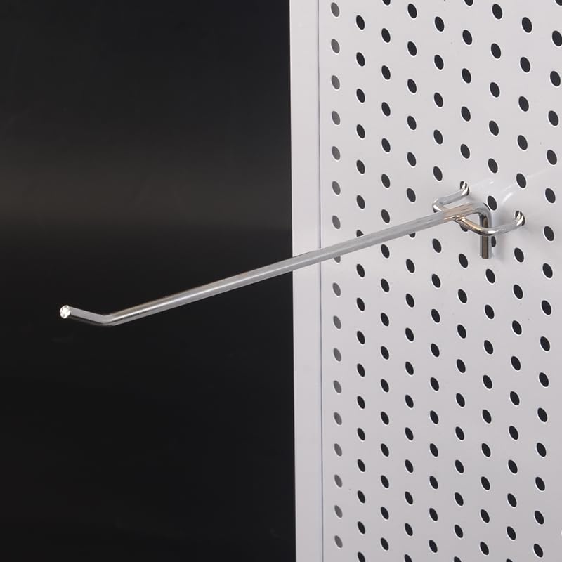 8 Inch Heavy Duty Pegboard Hooks, 12 Pack, Stainless Steel Chrome Finish, Universal Fit for 1/8 and 3/16 Inch Boards, Garage and Tool Storage Organization - size: 8 Inch