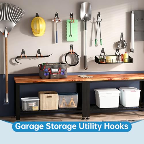 GeeWatom Garage Storage Utility Hooks，Garage Garden Tool Organizer，Steel Wall Mount Hooks, Garden Small U Hooks (6 Pack-Black) - color: 6 Pack-Black