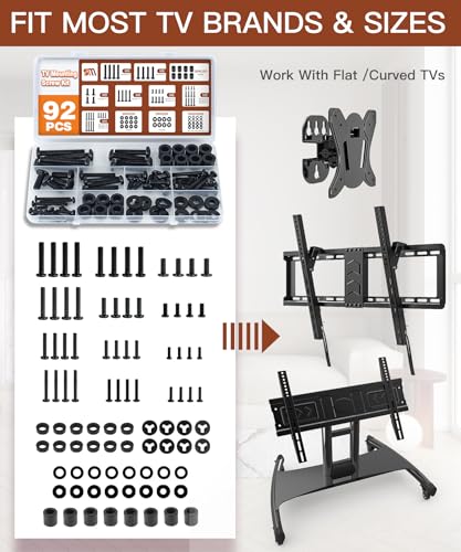 92PCS TV Mounting Hardware Screw Kit, M4 M5 M6 M8 Screws | Includes Spacers and Washers for Most TV / Monitor VESA Mount, TV Mount Replacement Screws with Box up to 80", Black