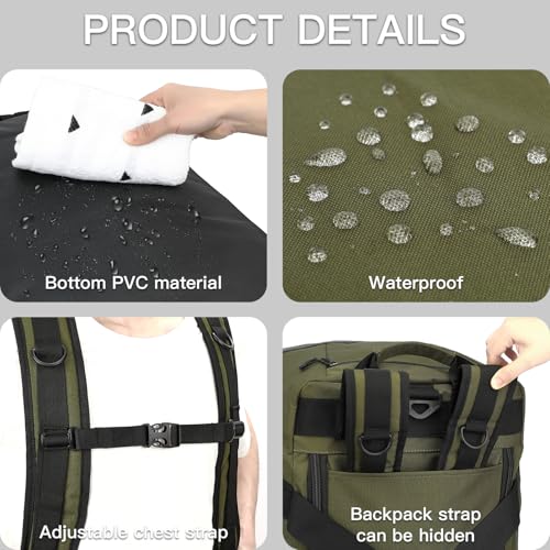TUGUAN 100L Extra Large Travel Duffle Bag Backpack for Men, 3 in 1 Sports Duffel Bags W/Adjustable Shoulder Strap & Dividers Gym Equipment/Gear Weekend Overnight Bag for Trip Camping Hiking, XL Green - color: Green
