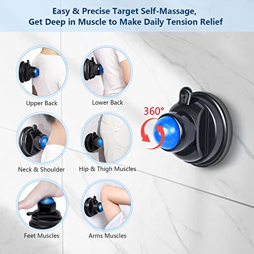 Wall-Mountable Massage Ball 2 pack Muscle Massage Roller for Pain Relief | Myofascial Release,Muscle Knots Back Pain,Hands-Free,Hot/Cold Therapy,Suction Cup Wall Mounting/Floor Rolling,Replace,Wash - style: 1 - Pack - Mountable Ball