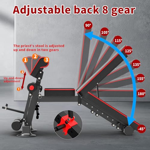 K KiNGKANG Adjustable Weight Bench for Home Gym Full Body Strength Training | Load 1050lbs|8+3 Angle Positions|High-Density Cushion|Commercial Steel Frame|Assembly Free | Foldable | Space Saving - color: Black