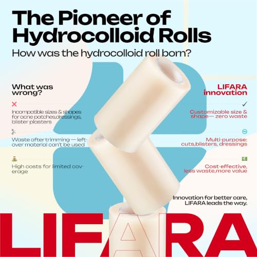 LIFARA Hydrocolloid Roll for Wound Care - Cut-to-Size, Extra Large Hydrocolloid Patch Bandages with Self-Adhesive, Waterproof, First Aid Kit Essential (3in*8ft, 11.8mils/ 0.3mm Thickness) - size: 3in*8ft, 11.8mil/ 0.3mm Thickness