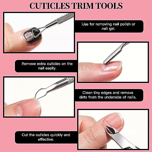 FANDAMEI Manicure Kit, Nail Files 100/180, Cuticle Nippers, Nail Buffer Block, Cuticle Pusher, Cuticle Peeler, Ingrown Toenail Tool, Toenail File, Nail Care Kit, Nail Tools for Manicure, White - color: H-white