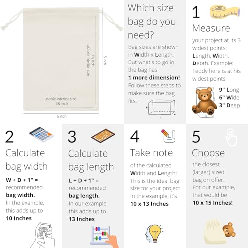 PALTERWEAR 100% Cotton Drawstring Bags 10‑Pack 6x8 Lightweight 70 GSM Muslin Pouch Set | Reusable Gift, Craft, Pantry, Travel Storage | Double Drawstring (Natural Beige, 6 x 8 Inches) - size: 6 x 8 Inches