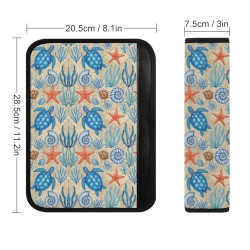 1 Pair Universal Soft and Comfortable Seat Belt Shoulder Pad for Kids, Stroller Pushchair High Chair, Blue Sea Turtle Tropical Turtles Shoulder Protector, Anti-Slip Pad - color: Pattern 81