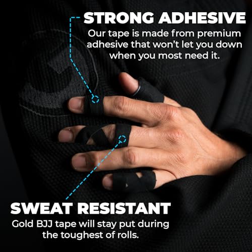Gold BJJ Jiu Jitsu Tape - Strong Athletic Finger Tape, 1/2" x 30' - Protect Fingers and Toes in MMA, Judo, Wrestling, Martial Arts, Rock Climbing - color: Blue