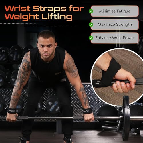 Grip Lifting Straps for Weightlifting and Strength Training, Premium Cotton and Padded Wrist Wraps, Gym Deadlift for Men & Women - color: Pink