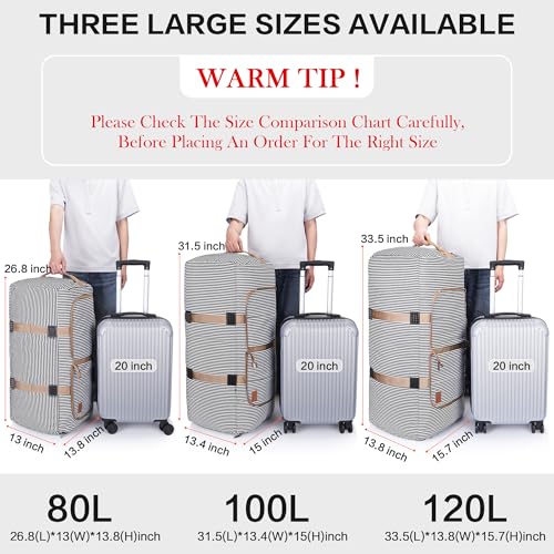 100L Duffle Bag for Travel, Large Foldable Waterproof Travel Duffel Bags Weekender Overnight Bag for Men and Women with Shoe Compartment (Stripe) | Collapsible, Water Resistant, Tear-Resistant, with Shoe Compartment, for Gym Sport Overnight Weekender, for