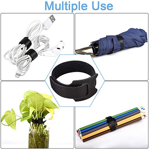 Nettbe Reusable Cable Ties, 126 PCS 8 Inches Adjustable Cord Straps Wire Organizer Cord Wrap and Hook Loop Cable Management - size: 8inches-126PCS