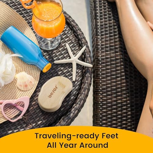 BEZOX Nano-Glass Pumice Stone for Feet Dead Skin, Eco-Friendly Pedicure Foot File Callus Remover - Bamboo Handle