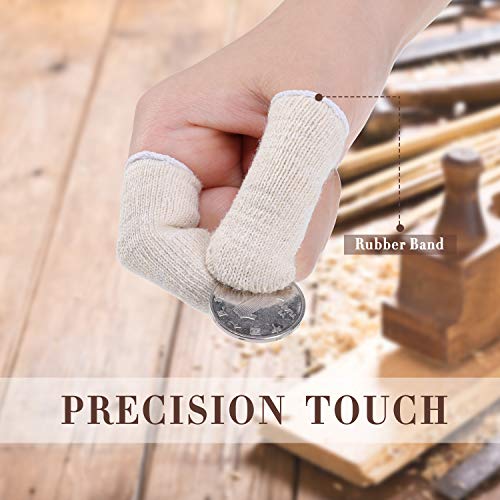 Geyoga 50 Pieces Cotton Finger Cots Cotton Finger Protector Gauze Thumb Sleeves Fingertips Protective Covers Ear Cleaning Wipes for Cut Injury Wounds Gardening Fitness and Cargo Handling