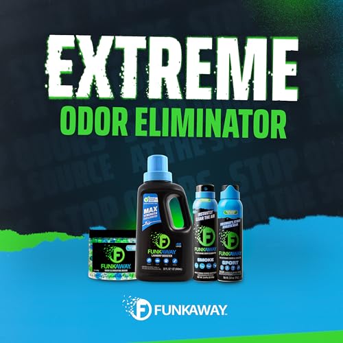 FunkAway Big Jobs Aerosol Spray, 13.5 oz., 3 Pack, Extreme Odor Eliminator Spray, Ideal for Shoe Smells, Pet Odors and Large Stuff that Won't Fit in the Wash; Attacks Musty Odors at the Source - size: 1 Count (Pack of 3)