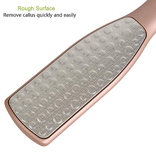 BEZOX Foot File Callus Remover, Double Sided Foot Scrubber for Dead Skin, Stainless Steel Pedicure File for Cracked Heel W/Cloth Storage Bag & Gift Box - style: Rose Golden