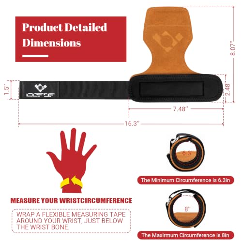 COFOF Weight Lifting Wrist Strap, Double Layer Leather Wrist Strap for Deadlift and Powerlifting, Adjustable Neoprene Padded Gym Workout Lifting Hooks (Pair) - color: Brown