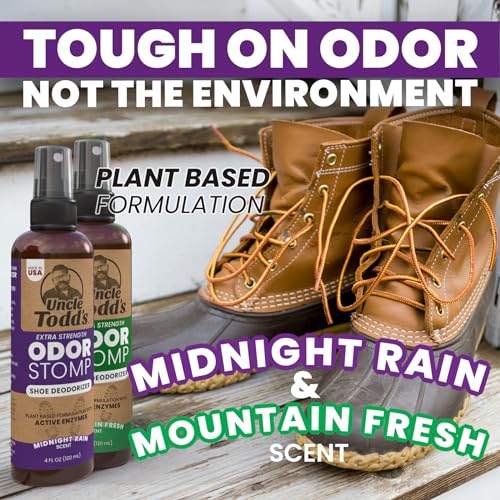 Uncle Todd's Odor Stomp Shoe Deodorizer 2-Pack - Proven & Powerful Enzyme Shoe Spray for Odor Elimination in All Footwear - size: 4 Fl Oz (Pack of 2)