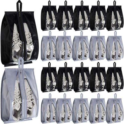 Windyun 20 Pcs Shoe Bags for Travel Waterproof Sneaker Bag Multi Color Shoe Carrier with Zipper Portable Shoe Pouch for Men Women