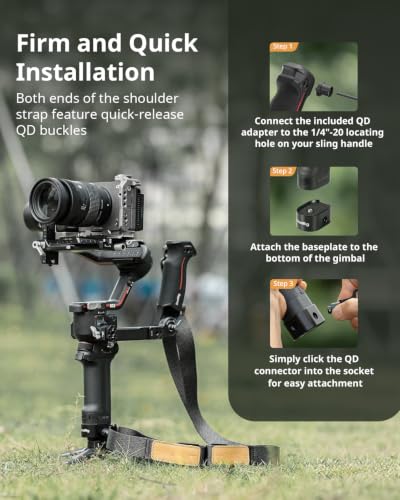 SmallRig Weight-Reducing Shoulder Strap Compatible with Sling Handle for DJI, Gimbal Belt with Upgraded QD Buckles for RS 4 / RS 4 Pro/RS 4 Mini/RS 3 / RS 3 Pro/RS 3 Mini/RS 2 - Black - style: Gimbal Handle Strap(Black)