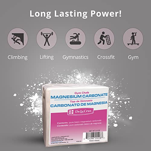 De La Cruz Magnesium Carbonate Gym Chalk - Weightlifting, Gymnastics and Rock Climbing Chalk - style: 8 Blocks
