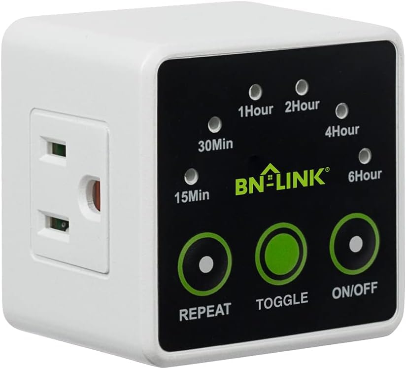 BN-LINK Smart Digital Countdown Timer, Repeat Cycle Timer with 3-Prong Grounded Outlet for Lamps, Light and Home Appliances, 15A/1875W ½ HP - style: Repeat Countdown Timer